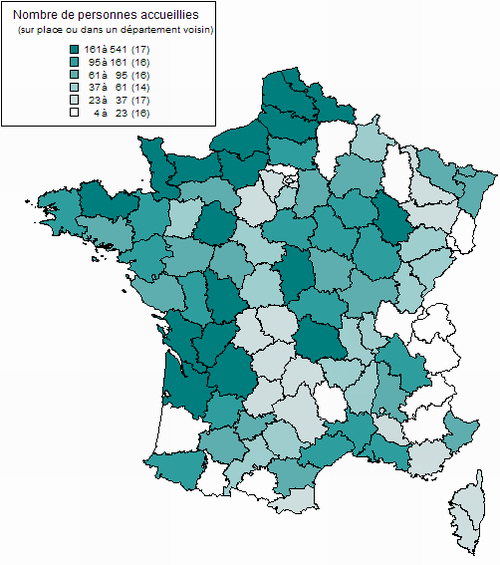 Départements d'origine des personnes accueillies